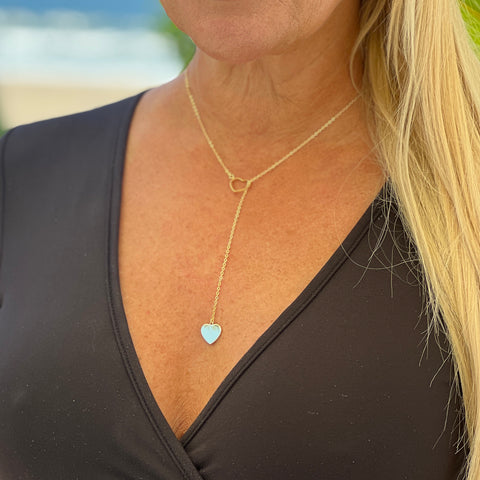 Jennifer Croll Exclusive 14K Gold Plated "2 Hearts Lariat" which can be worn many different ways for maximum versatility and style.