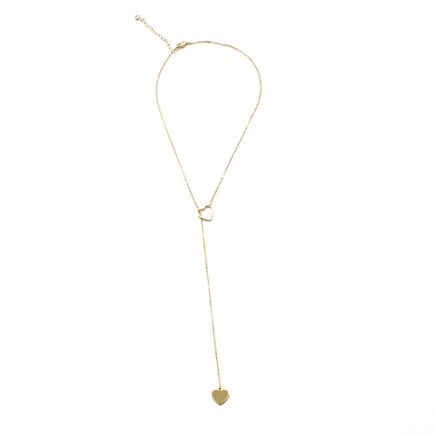 14K Gold-Plated Two Hearts Lariat Necklace