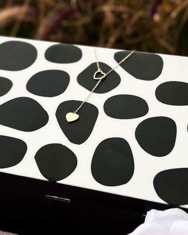 14K Gold-Plated Two Hearts Lariat Necklace