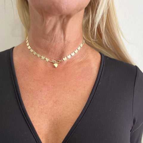 Jennifer Croll Exclusive 14K Gold Plated "Butterfly Choker" which can be worn many different ways for maximum versatility and style.