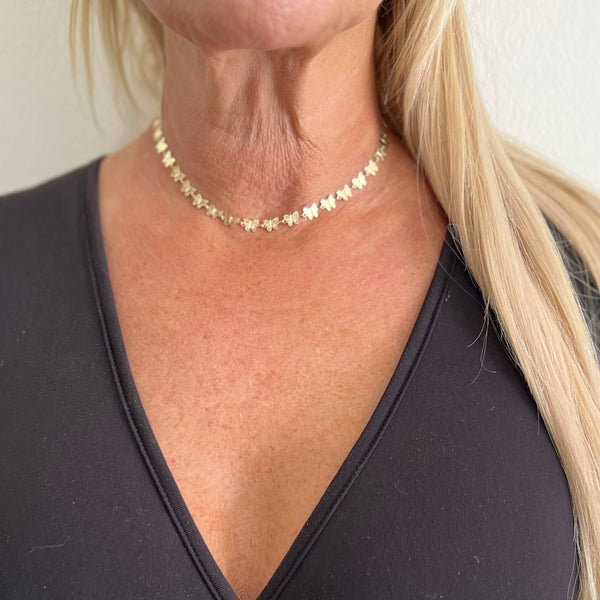 14K Gold-Plated Butterfly Choker Necklace by Jennifer Croll