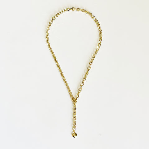 14K Gold-Plated Chain Link Lariat Necklace