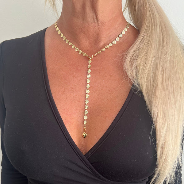 14K Gold-Plated Crinkle Heart Lariat Necklace by Jennifer Croll
