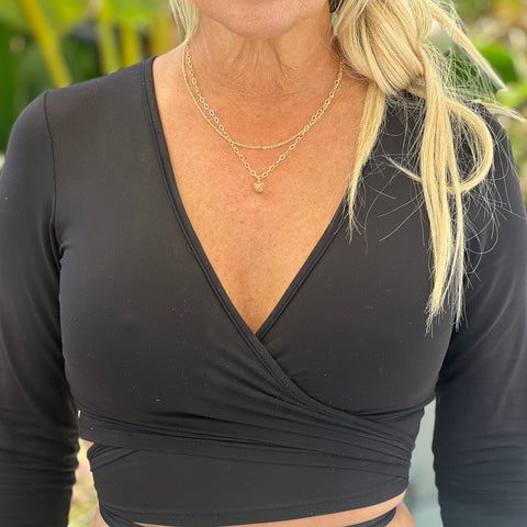 Jennifer Croll Exclusive 14K Gold Plated "Double Chain" Necklace which can be layered many different ways for maximum versatility and style.