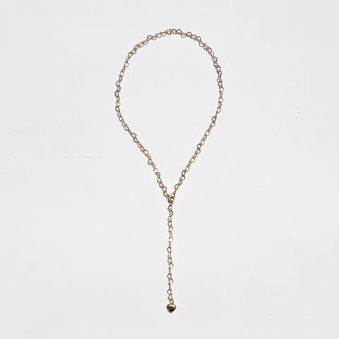 14K Gold-Plated Linked Hearts Lariat Long Necklace