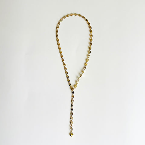 Jennifer Croll Exclusive 14K Gold Plated "Oval Link Lariat" which can be worn many different ways for maximum versatility and style.