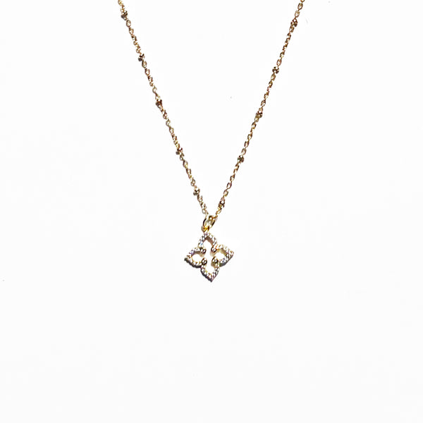 Jennifer Croll Exclusive 14K Gold Plated "Sparkle Clover" Necklace which can be layered many different ways for maximum versatility and style.